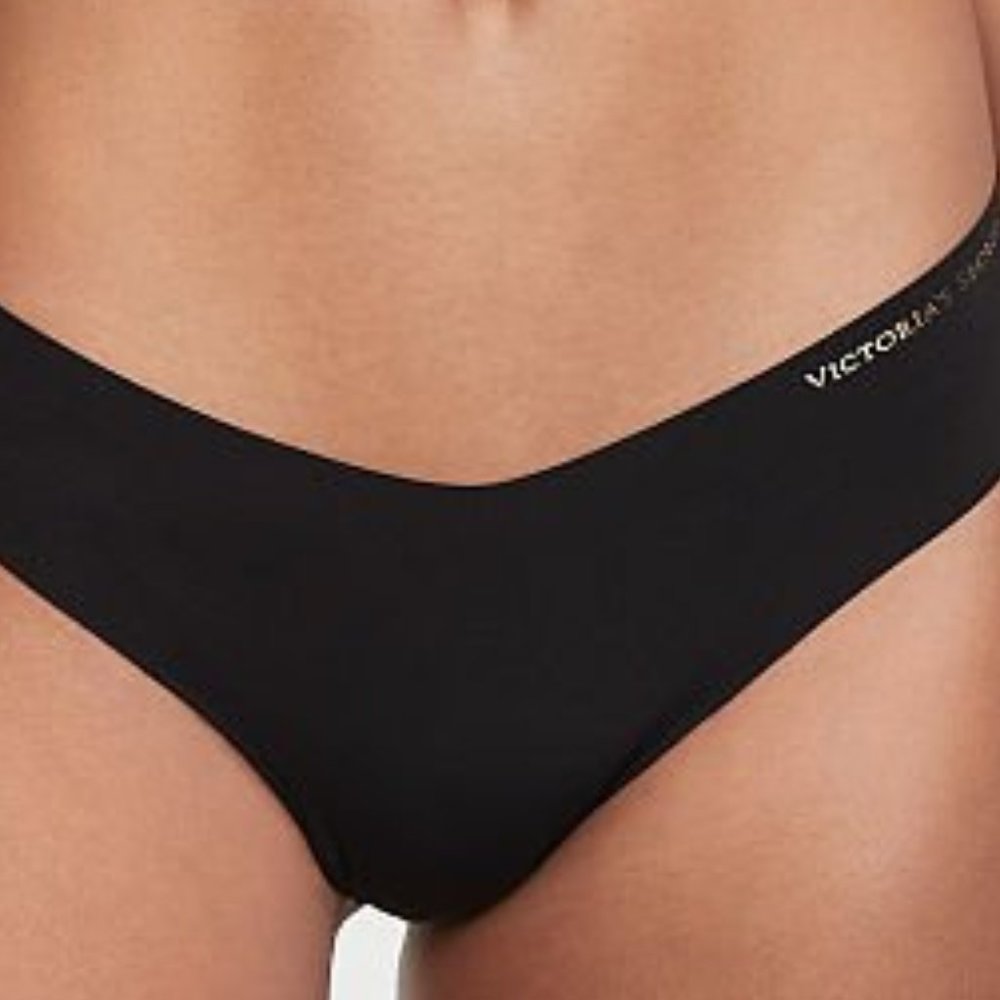VS XXL SEXY ILLUSIONS BY VICTORIA'S SECRET No-Show Thong Panty Black Classic NWT - Picture 4 of 12